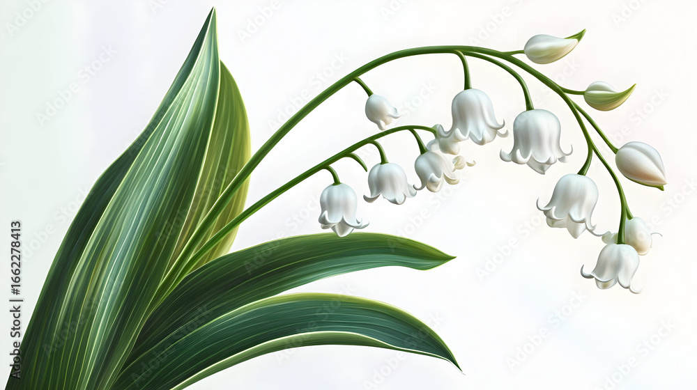 Obraz premium Highly detailed botanical illustration of a lily of the valley for home decor and nature enthusiasts