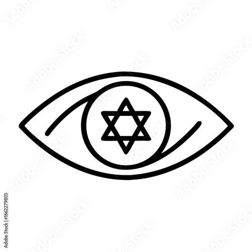 Symbolic representation of an eye with a star motif, depicting cultural significance and spiritual insight related to belief systems