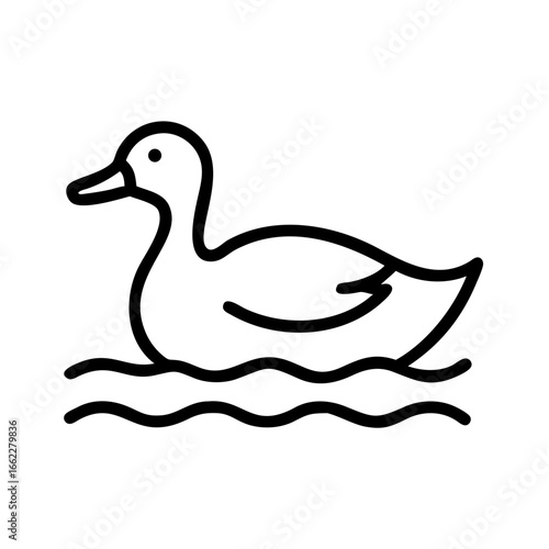 Duck swimming calmly on water with gentle waves, duck swimming in water side profile