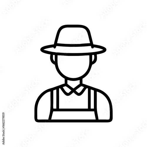 Farmer wearing  hat and overalls icon