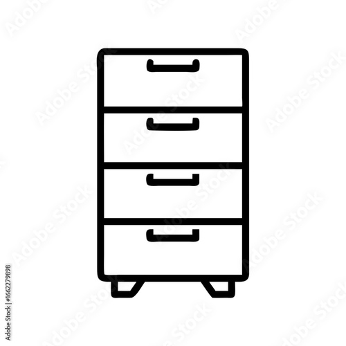 Modern wooden drawer cabinet with four compartments perfect for storage in minimalist home setting, filing cabinet