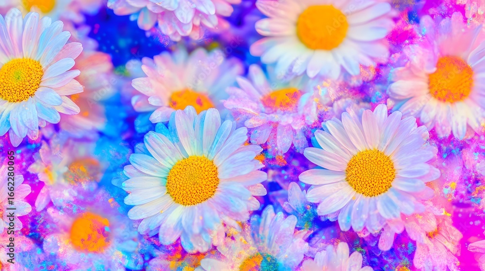 Fototapeta premium Vibrant Rainbow Daisies Close Up Floral Photography