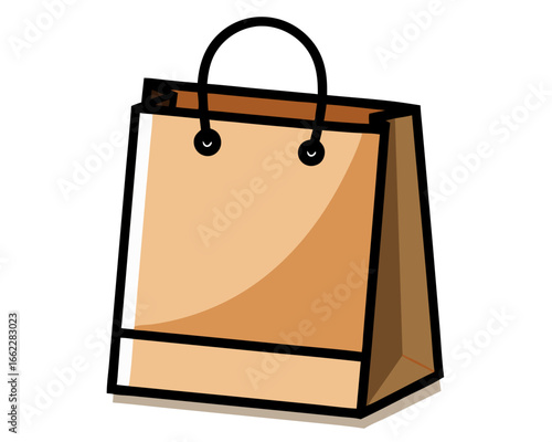 Shopping bag made of recycled paper vector illustration, retail and commerce concept, consumerism, marketing, and purchase symbol.

