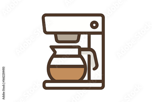 Modern kitchen appliance icon of a coffee maker in minimalist style representing fresh coffee brewing at home or in a cafe with a stylish and friendly design