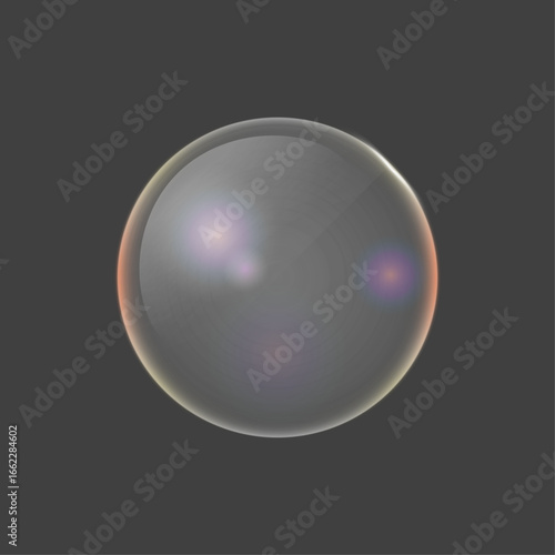 Single Soap Bubble with Subtle Rainbow Hues. PNG Bubble for Design Overlays