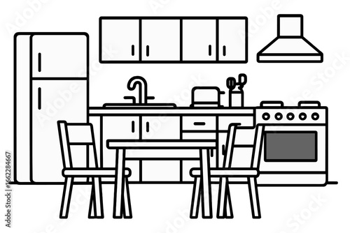 modern home kitchen vector illustration 10 eps, furniture inside the house