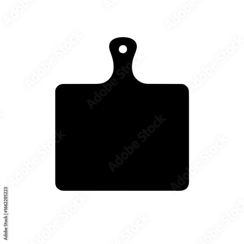 Minimalist black silhouette of a cutting board symbolizing food preparation