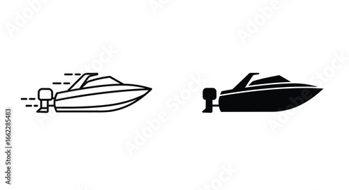 Motorboat Icon in Black and White