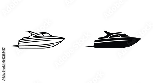 Motorboat Icon in Black and White