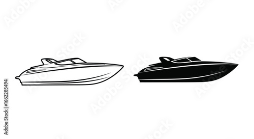 Motorboat Icon in Black and White