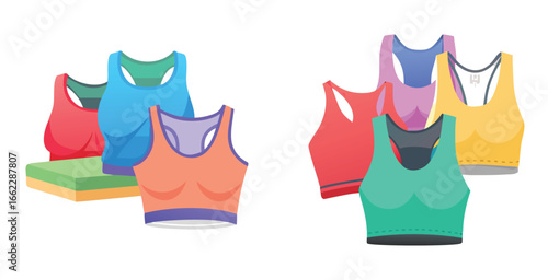 Modern sports bras and athletic tops vector art illustration design