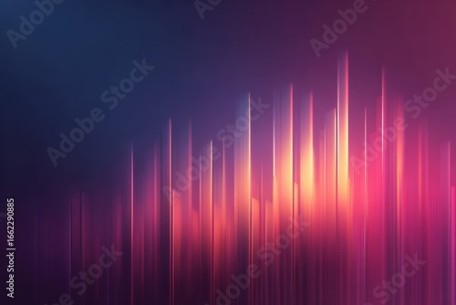 Illuminated gradient vertical beams with warm and cool tones