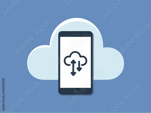 Vector cloud storage mobile phone data transfer backup and restore service vector illustration design concept for app 100