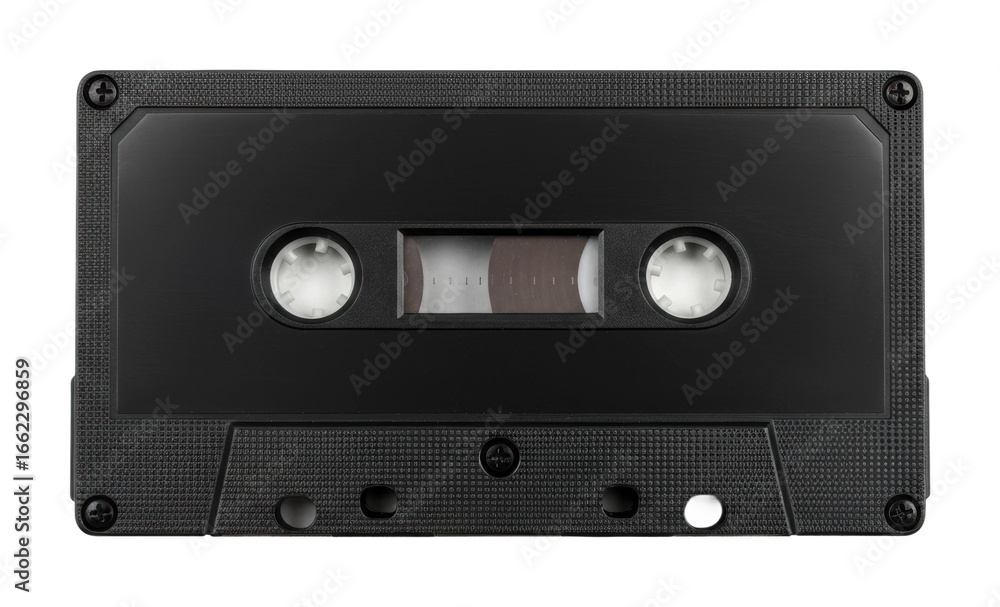 Obraz premium Vintage audio cassette unveiling nostalgic music culture home studio photograph retro environment. Cut out PNG