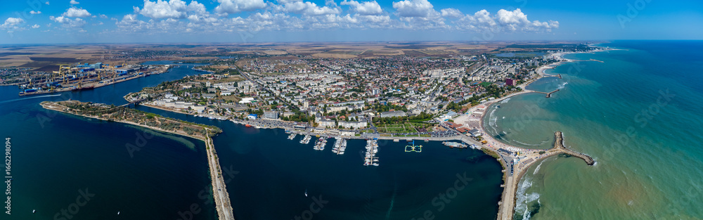 Fototapeta premium Aerial view of the city of Mangalia - Romania.