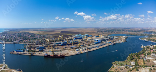 Fototapeta Naklejka Na Ścianę i Meble -  The harbor of Mangalia city - Romania seen from above. It is a seaport on the Black Sea