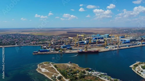 Aerial footage of the seaport of Mangalia city - Romania