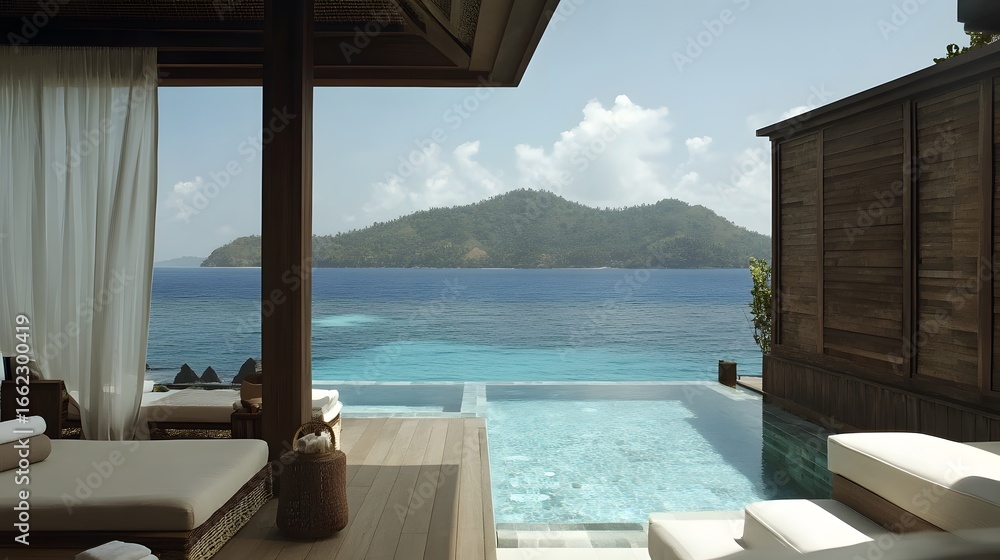 Fototapeta premium Luxury Oceanfront Villa with Private Infinity Pool
