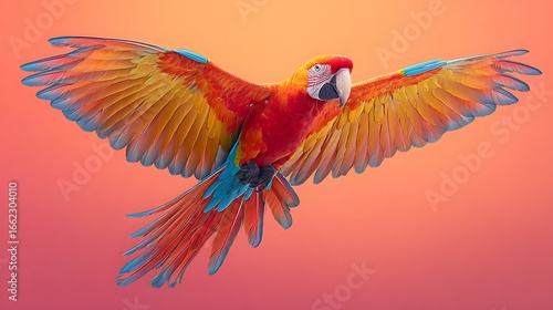 Wallpaper Mural Scarlet macaw parrot flying bright colorful wings tropical bird exotic avian wildlife vibrant feathers nature art Torontodigital.ca
