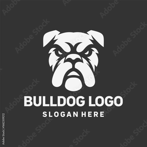 Black White Bulldog Vector Logo