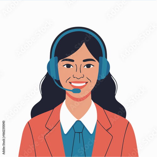 Vector customer service representative with headset vector illustration for call center and online support