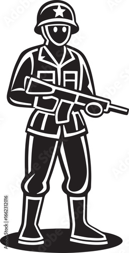 Armed Soldier in Cartoon Style