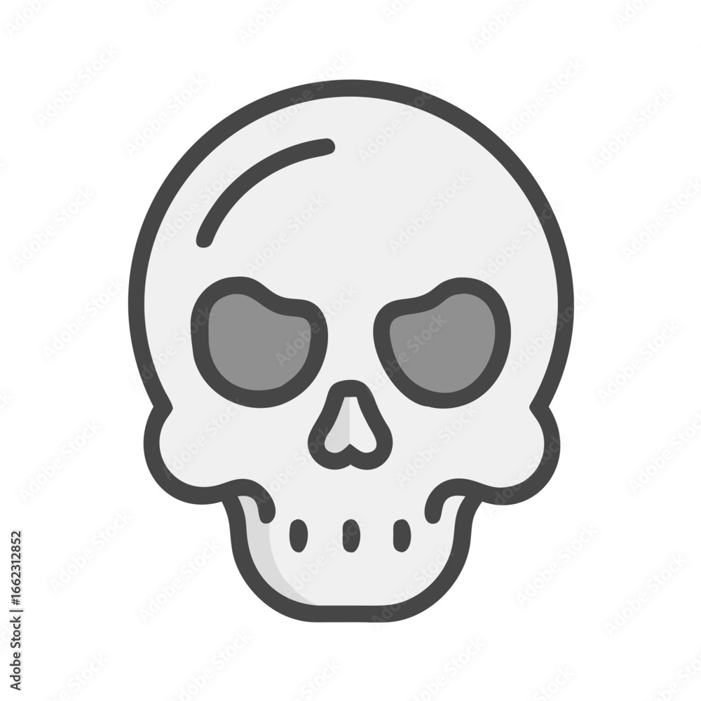 Fototapeta premium Cartoon Skull Head with Grey Tones