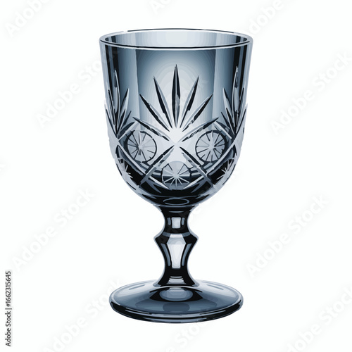 Elegant crystal glass with intricate patterns, perfect for sophisticated beverages and celebrations, isolated on white