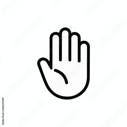 Simple hand gesture icon for stop, caution, or greeting, perfect for web design and user interface elements.