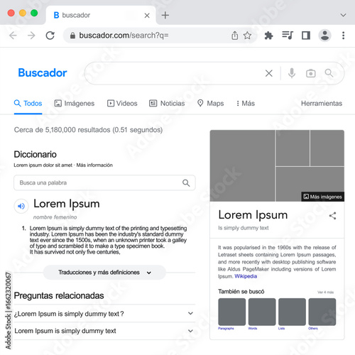 Search engine result page with dictionary and related questions.