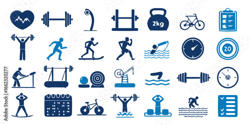 set of gym and fitness icons vector 