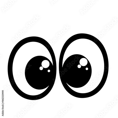 Illustration of cute cartoon eyes looking with curiosity, isolated on transparent background