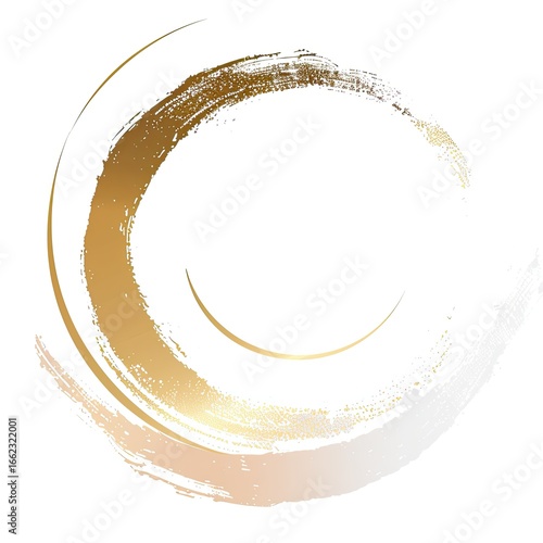 Abstract gold and cream circular brushstrokes