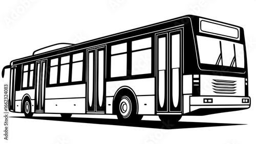 Flat black silhouette of a long articulated bus, side view, with accordion joint visible, centered on white background.