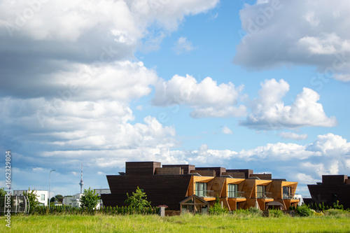 houses against the blue sky