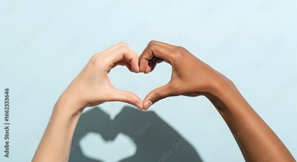 Fototapeta premium Diverse Hands Forming Heart Shape Symbolizing Unity and Love