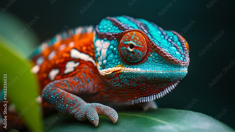 Fototapeta premium Vibrant Chameleon Close-Up Portrait.