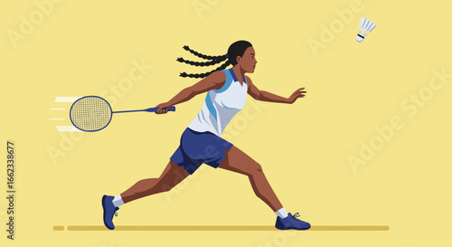Exciting badminton match indoor court digital illustration dynamic action athlete focus competitive spirit. Vector illustration