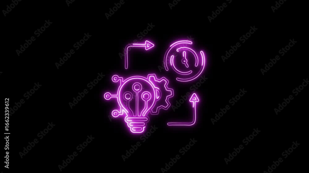Glowing neon Future Technology icon animation with black background. HD animated outline innovation digital video loop Glowing neon Future Technology icon animation with black background. HD animated outline innovation digital video loop