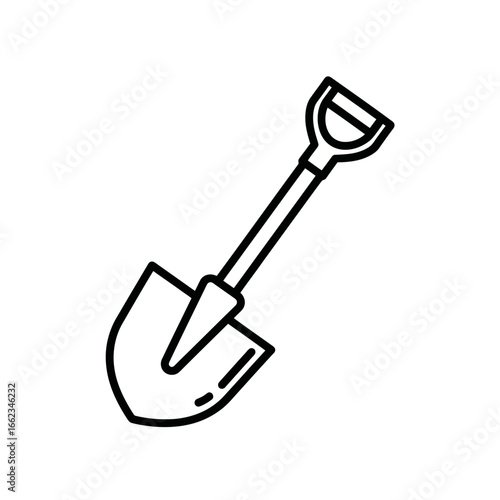 Vector Icon of a Shovel Tool for Gardening and Construction  