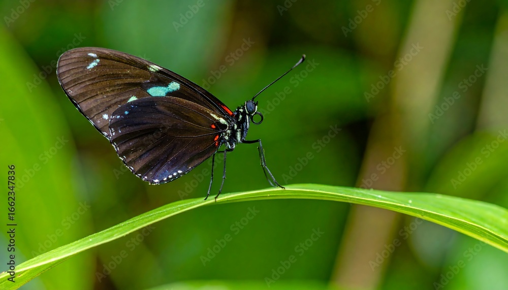 Obraz premium Close-up of a butterfly on a leaf (1)