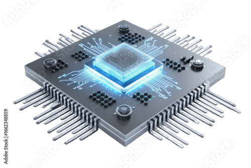 3D rendering of a microprocessor chip