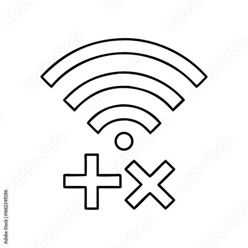Wi-Fi symbol with a cross indicating disconnection