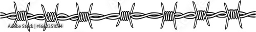A line of barbed wire is shown with a line silhouette
