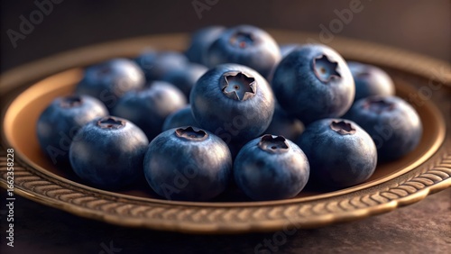 Wallpaper Mural Vintage Plate with Fresh Blueberries in Macro Detail Torontodigital.ca