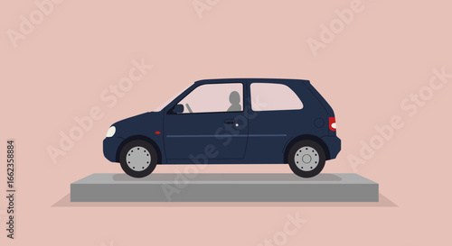 Dynamic car animation showcasing vehicle features digital art isolated background modern style. Vector illustration