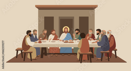 Celebration of the last supper jerusalem digital illustration historical context artistic style. Vector illustration