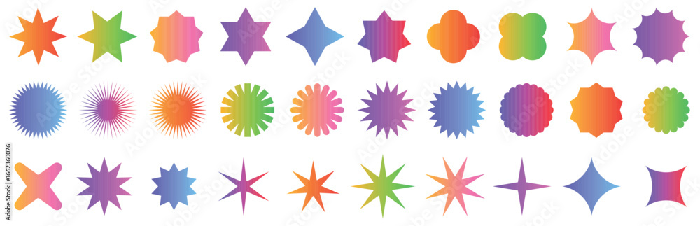 Fototapeta premium Abstract geometric gradient vector shapes and icons.