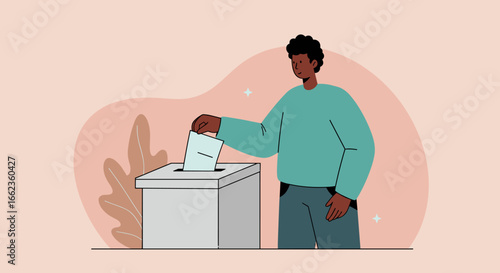 Voting action community center digital illustration modern environment close-up view civic engagement. Vector illustration