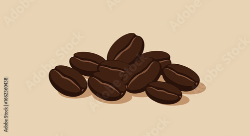 Brewing fresh coffee beans at home kitchen food photography cozy environment close-up view aromatic experience. Vector illustration